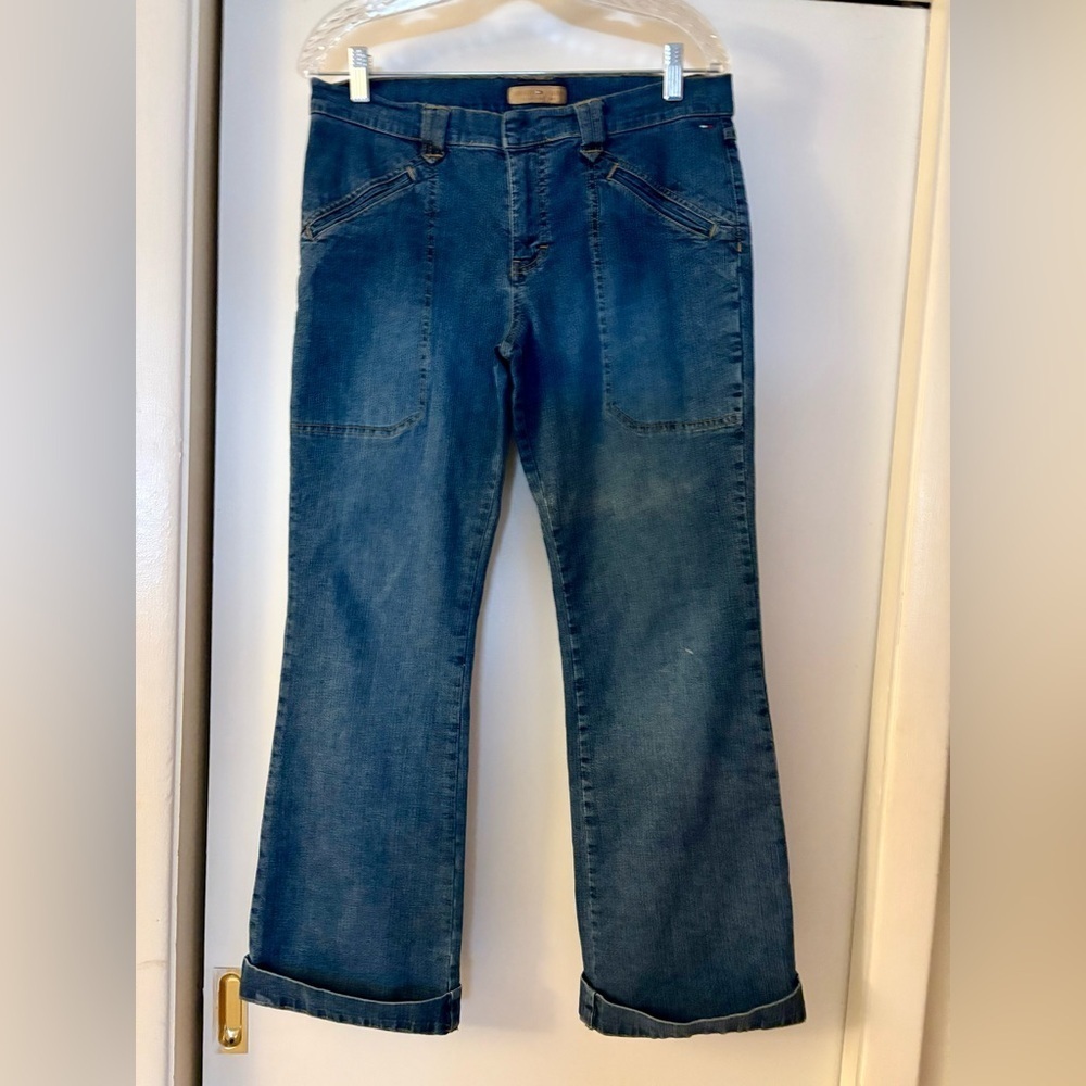 Tommy Hilfiger Straight 
Boot cut Fold Hem Blue Jeans
 slim cut & mid waist